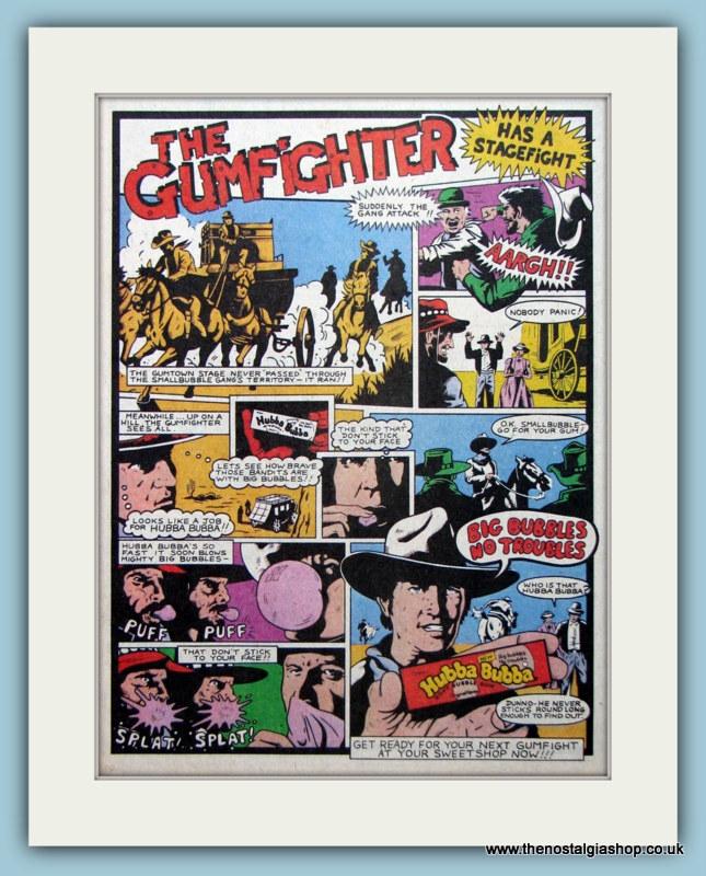 Hubba Bubba The Gumfighter Set Of 2 Original Adverts 1981 (ref AD6441)