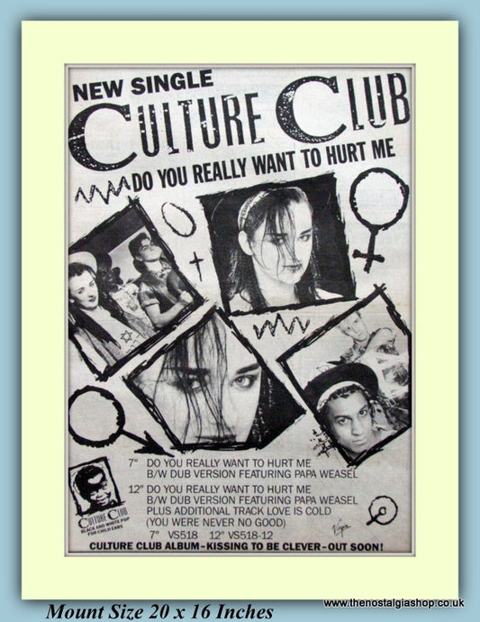 Culture Club Do You Really Want To Hurt Me Original Advert 1982 (ref AD9315)