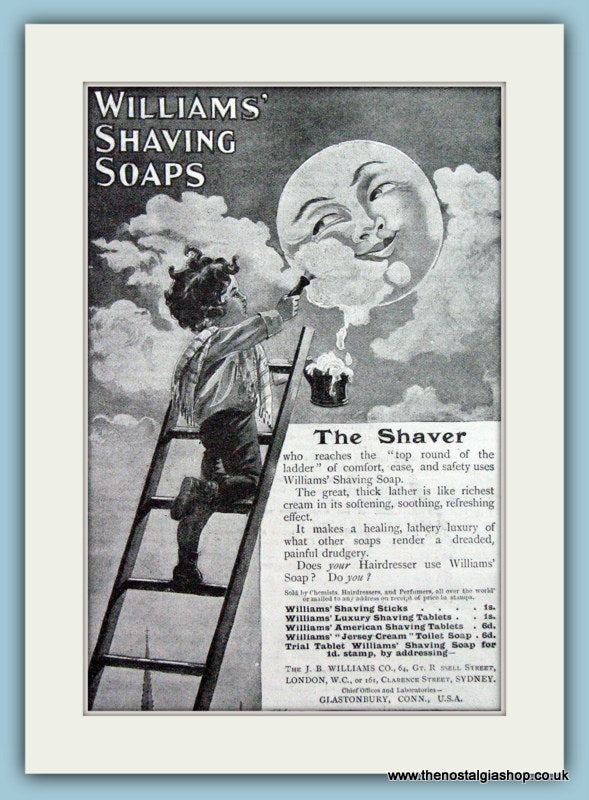 Williams' Shaving Soaps. Original Advert 1899 (ref AD6020)