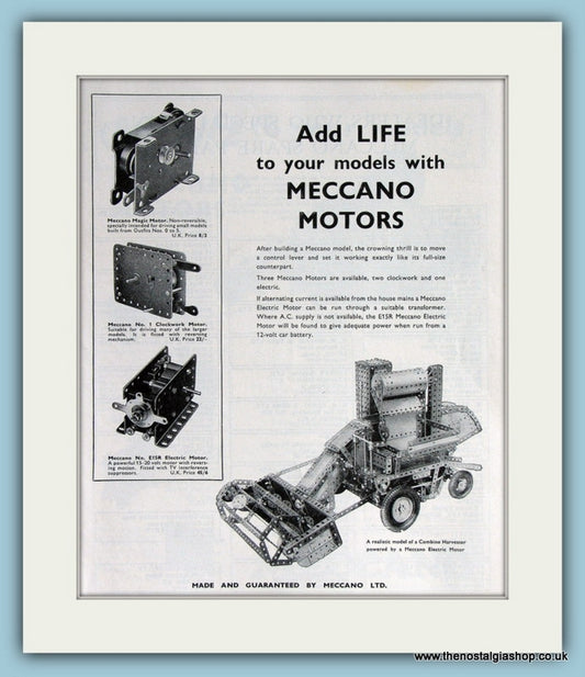 Meccano Motors. 2 x Original Adverts 1962 (ref AD2821)