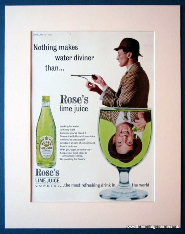 Rose's Lime Juice Cordial. Original advert 1963 (ref AD1162)