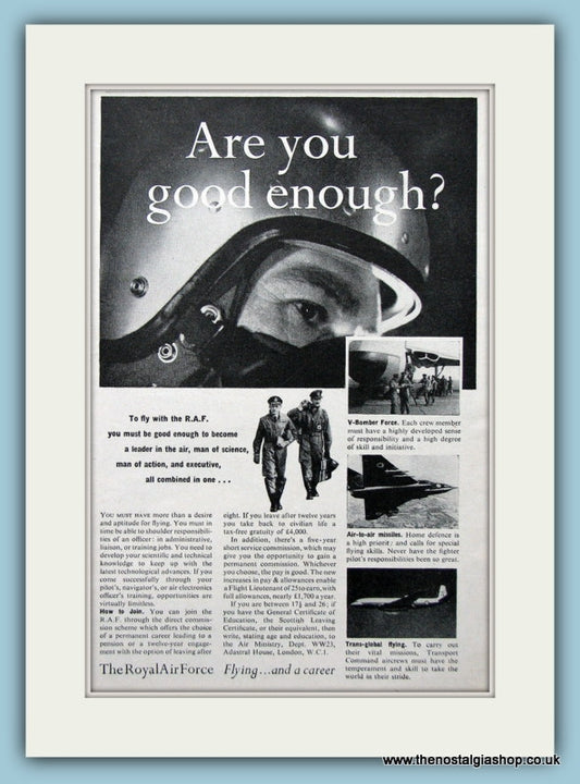 R.A.F Want To Join Original Advert 1958 (ref AD6269)
