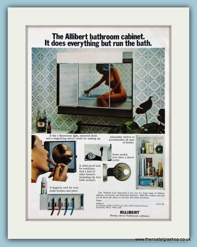 Allibert Bathroom Cabinet. Original Advert 1974 (ref AD2363)