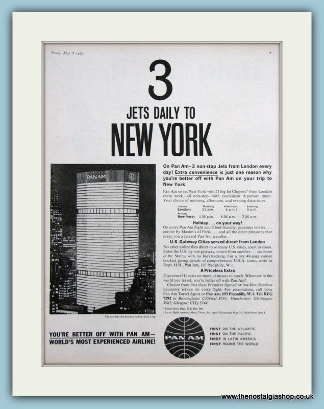 Pan Am Airlines Original Advert 1963 (ref AD2156)