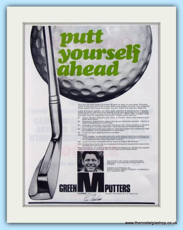 Green M Putters. Set of 3 Original Adverts 1969 (ref AD4990)