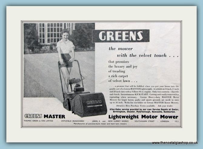 Greens Motor Mowers. Set of 2 Original Adverts 1950s (ref AD4591)