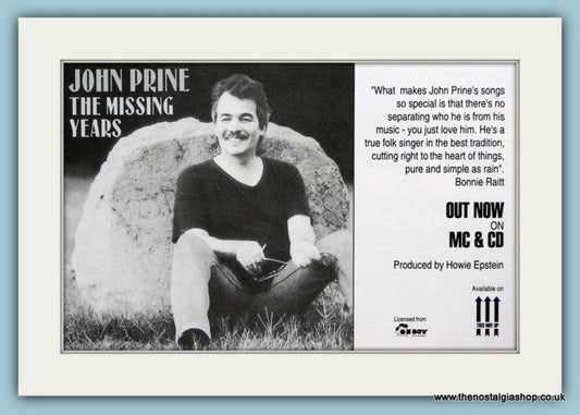 John Prine The Missing Years Original Advert 1992 (ref AD1938)