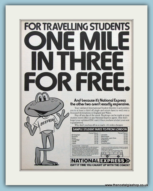 National Express Coach Travel Original Advert 1982 (ref AD3693)