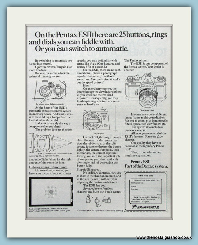 Pentax ESII Original Advert 1975 (ref AD4581)