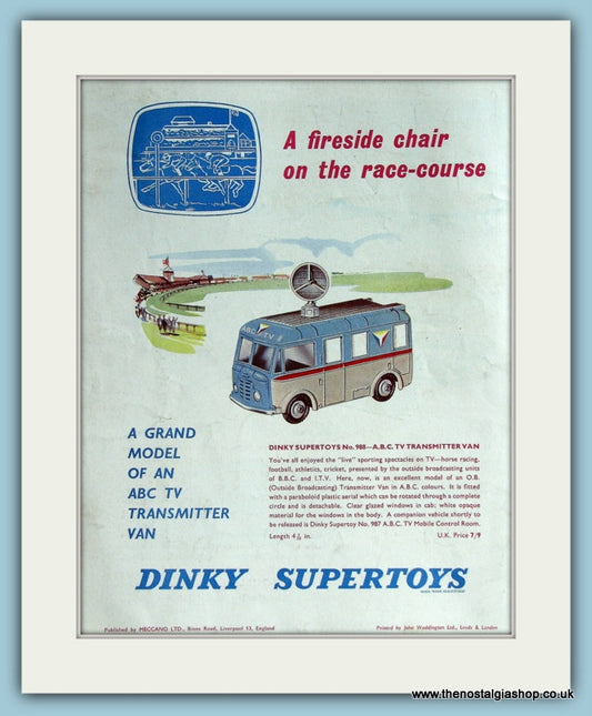 Dinky Toys TV Transmitter Van. Original Advert 1962 (ref AD2828)