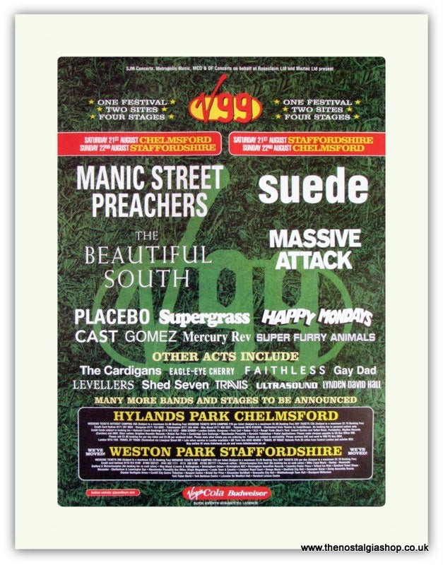 V99 Festival Advert. Manics, Suede, Placebo (ref AD1817)
