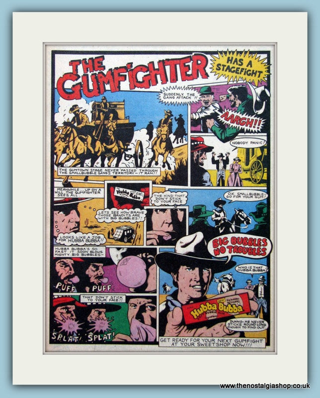 The Gumfighter Hubba Bubba Gum Original Advert 1981 (ref AD6463)