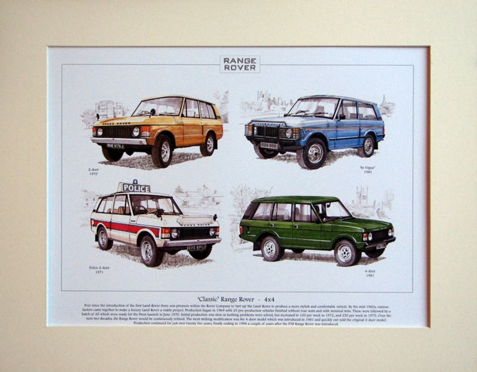 Range Rover Classics 4 x 4 Mounted Print (ref PR 6000)