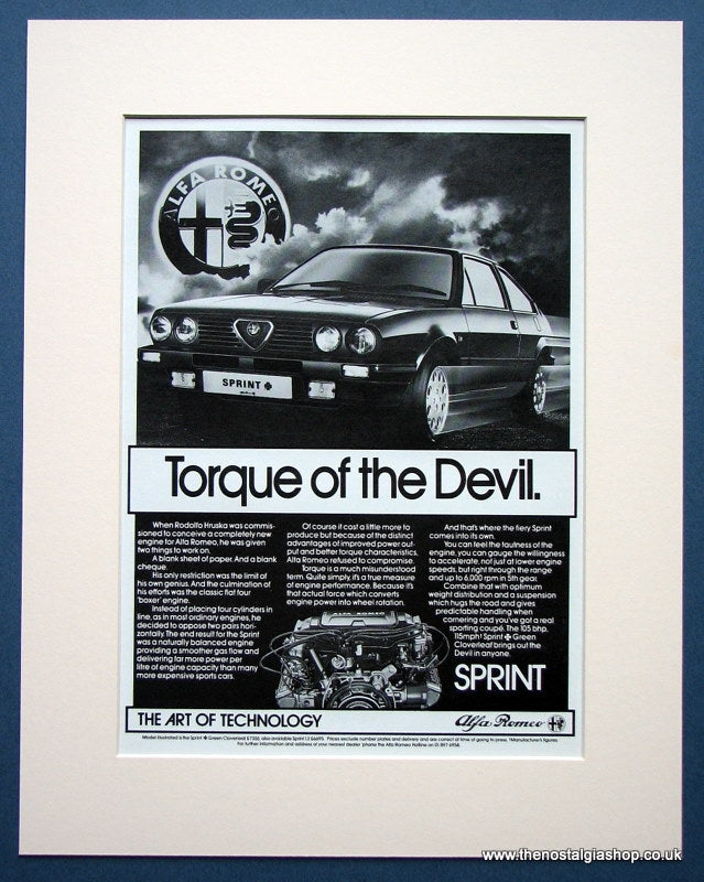 Alfa Romeo Sprint, Green Cloverleaf. Original advert 1984 (ref AD1416)