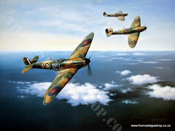 Spitfires Mk 1a's 'Rolling To Starboard' Aircraft Print (refN68)