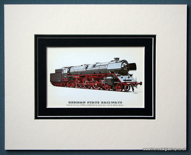 German State Railways Class 05 120 m.p.h Mounted Print (ref SP55)