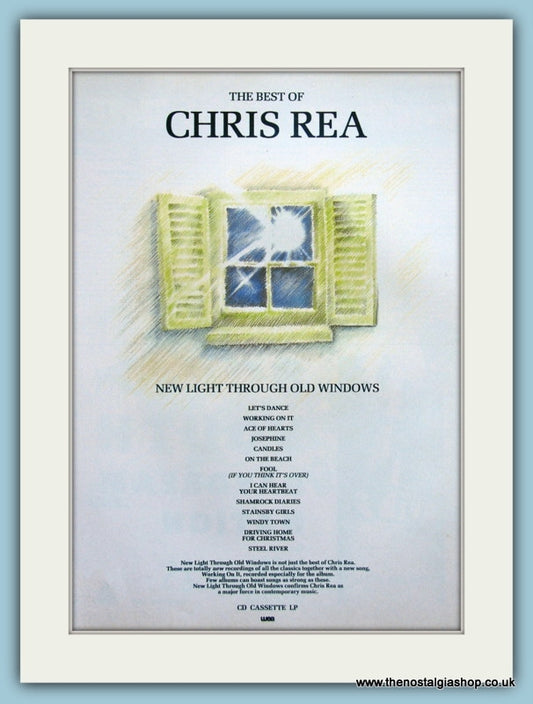 Chris Rea, New Light Through Old Windows. 1988 Original Advert (ref AD4127)