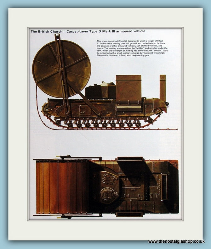British Churchill Carpet-layer D Mark III Armoured Vehicle Print (ref PR478)