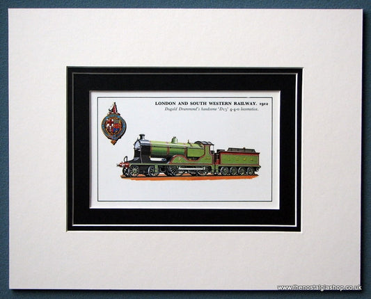 London And South Western Railway 'D15' 4-4-0 Locomotive Mounted Print (ref SP18)