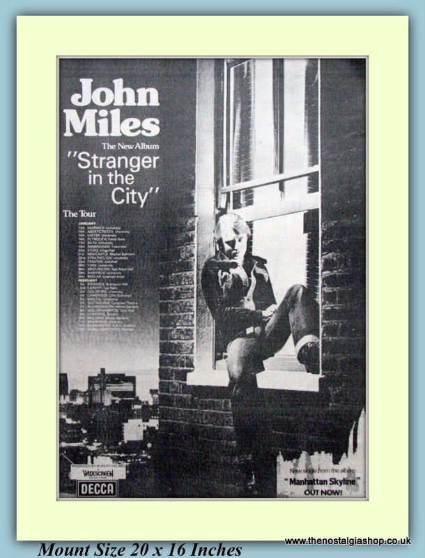 John Miles Stranger In The City Original Advert 1977 (ref AD9251)