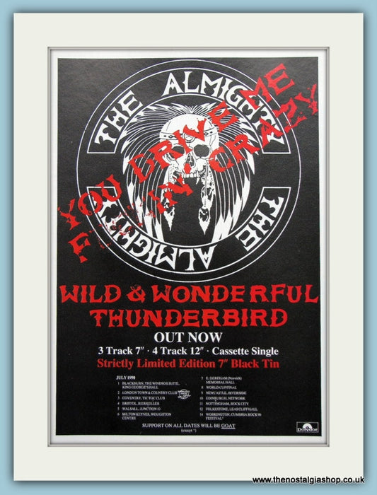 The Almighty, Wild and Wonderful Thunderbird 1990 Original Advert (ref AD3142)