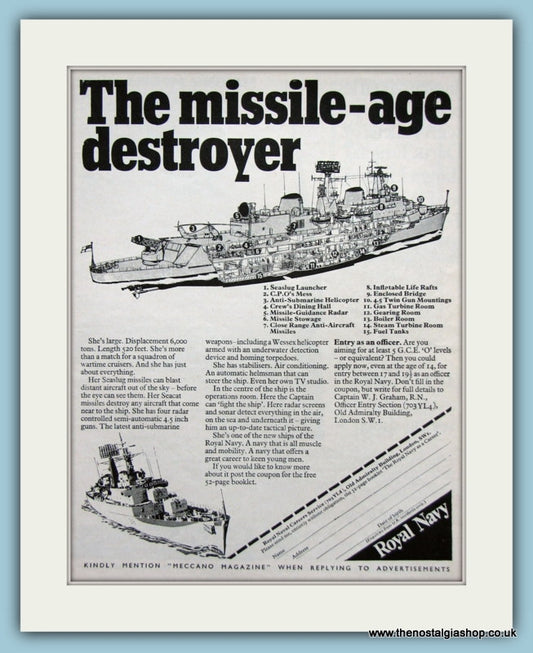 Royal Navy Destroyer. Set of 2 Original Adverts 1969 (ref AD6063)