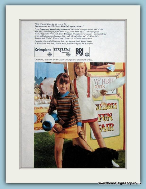 Crimplene, Terylene, BRI Nylon, Set of 3 Original Adverts 1960's (ref AD3526)