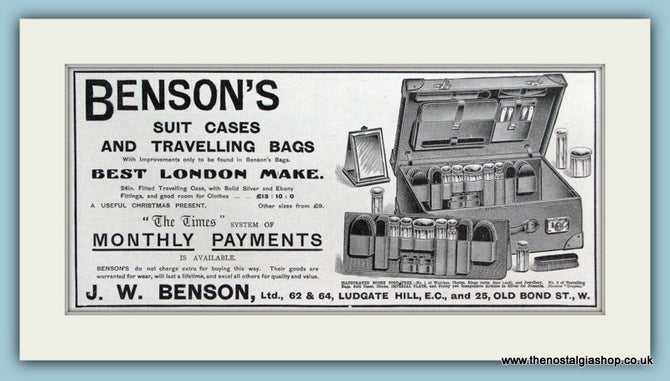 Benson's Travel Bags. Original Advert 1907 (ref AD6011)