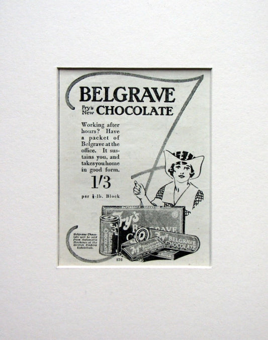 Belgrave Fry's New Chocolate. Original advert 1924 (ref AD1564)