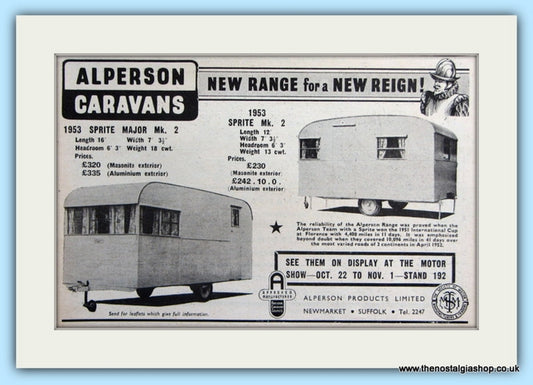 Alperson Caravans Sprite Mk 2 Original Advert 1952 (ref AD5047)