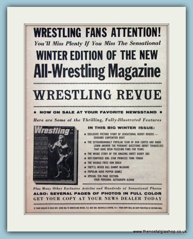 Wrestling Fans Review. Original Advert 1961 (ref AD5038)