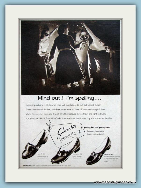 Clarks Teenagers Shoes. Set of 4 Original Adverts 1955 (ref AD3550)