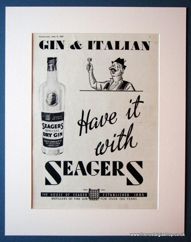Seagers Gin 1937 Original Adverts Set Of 3 (ref AD1148)
