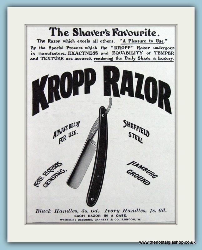 Kropp Razor, set of 2 Original adverts 1911 (ref AD6010)