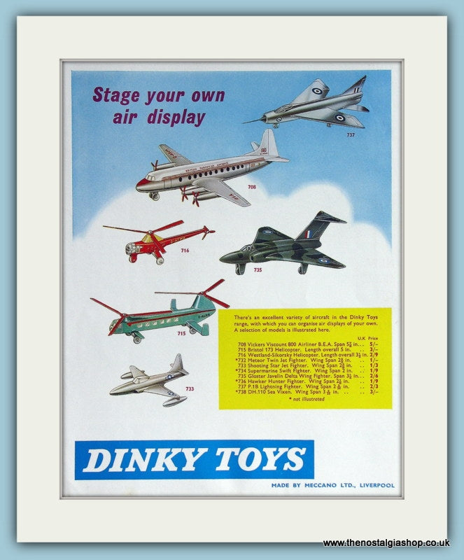 Dinky Toys Aircraft. Original Advert 1961 (ref AD2832)