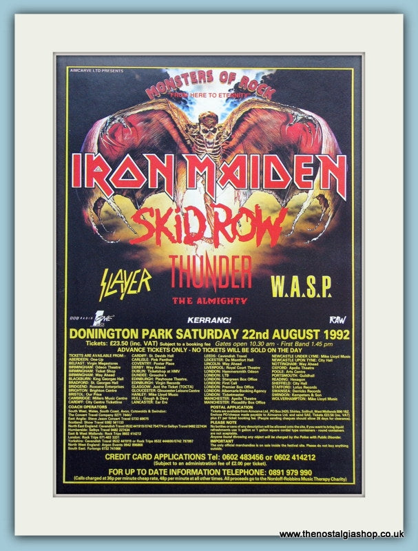 1992 monsters of rock Monsters Of Rock Here To Eternity Festival Advert 1992 (ref AD3369) – The Nostalgia Shop