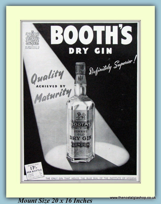 Booth's Dry Gin Original Advert 1941 (ref AD9220)