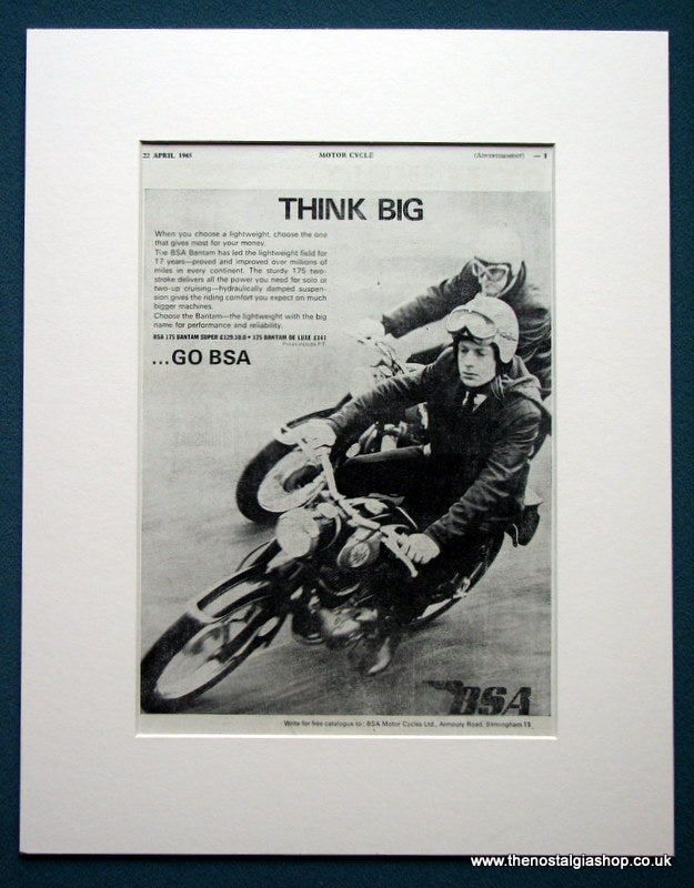 BSA 175 Bantam Super. Original advert 1965 (ref AD1266)