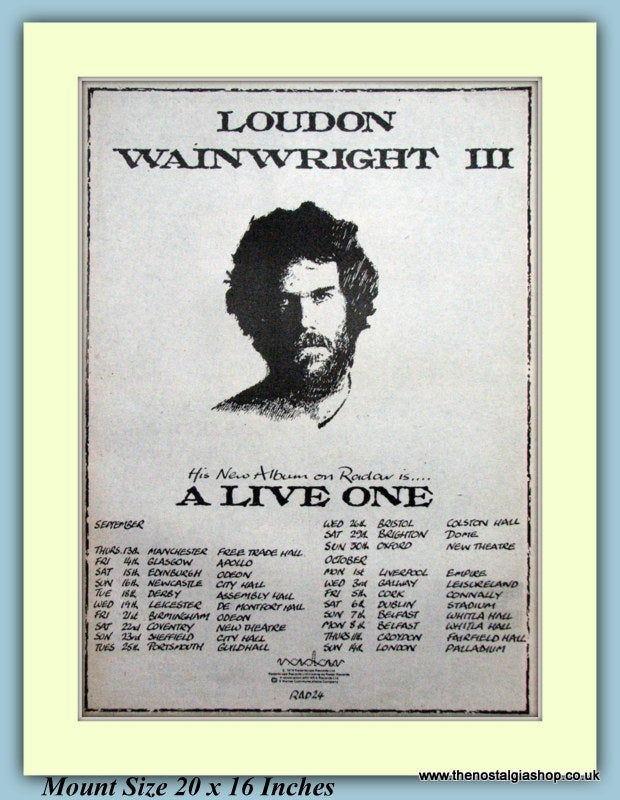 Loudon Wainwright lll A Live One Original Advert 1979 (ref AD9253)