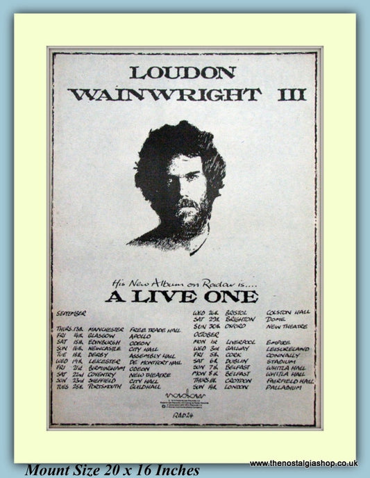 Loudon Wainwright lll A Live One Original Advert 1979 (ref AD9253)