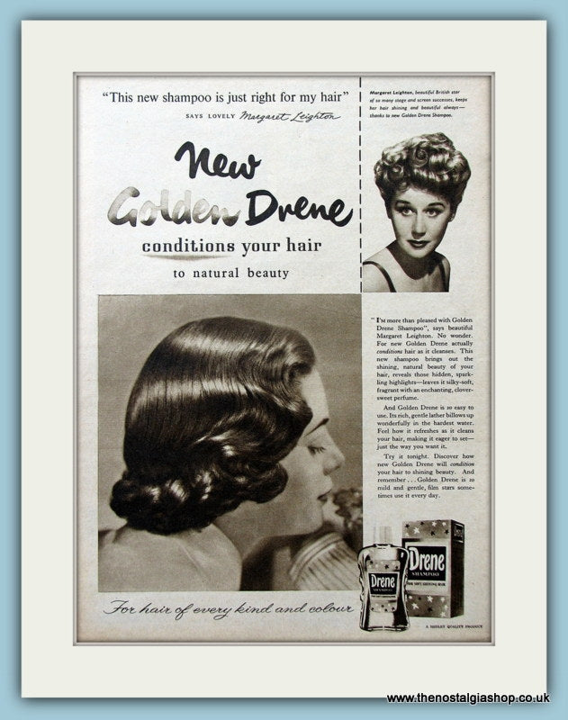 Drene Shampoo Featuring Margaret Leighton Original Advert 1954 (ref AD4329)