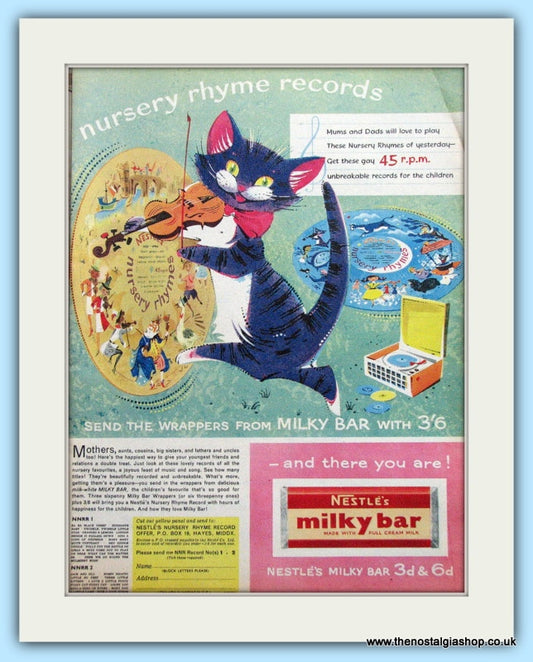 Nestle's Milky Bar With Nursery Rhyme Record Coupon Offer Original Advert 1958 (ref AD4876)