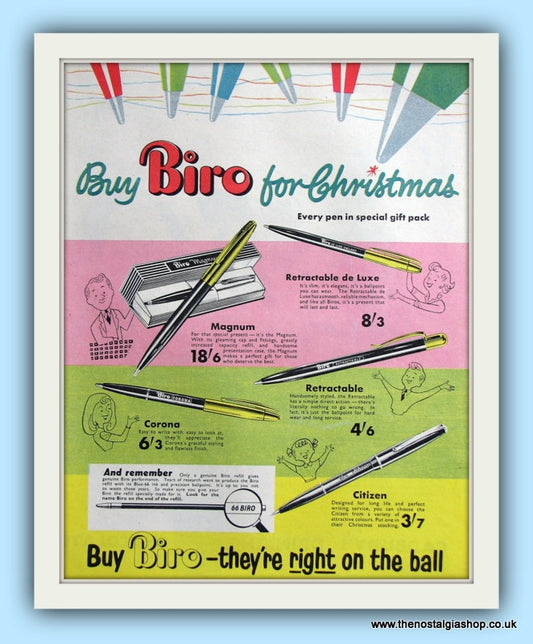 Biro Pens. Original Advert 1954 (ref AD8033)