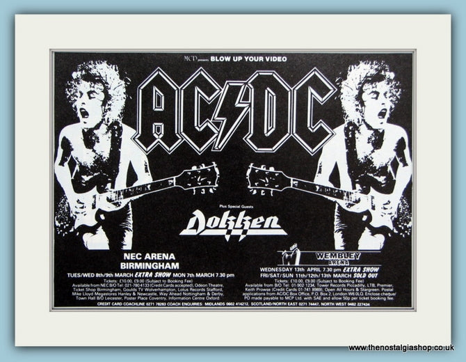 AC DC and Dokken 1988 Tour, Original Advert (ref AD3116) – The Nostalgia  Shop