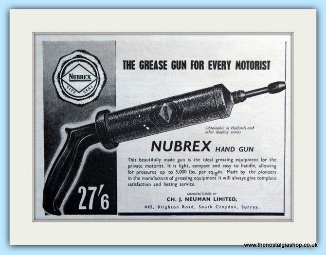 Nubrex Hand Grease Gun Original Advert 1953 (ref AD5093)