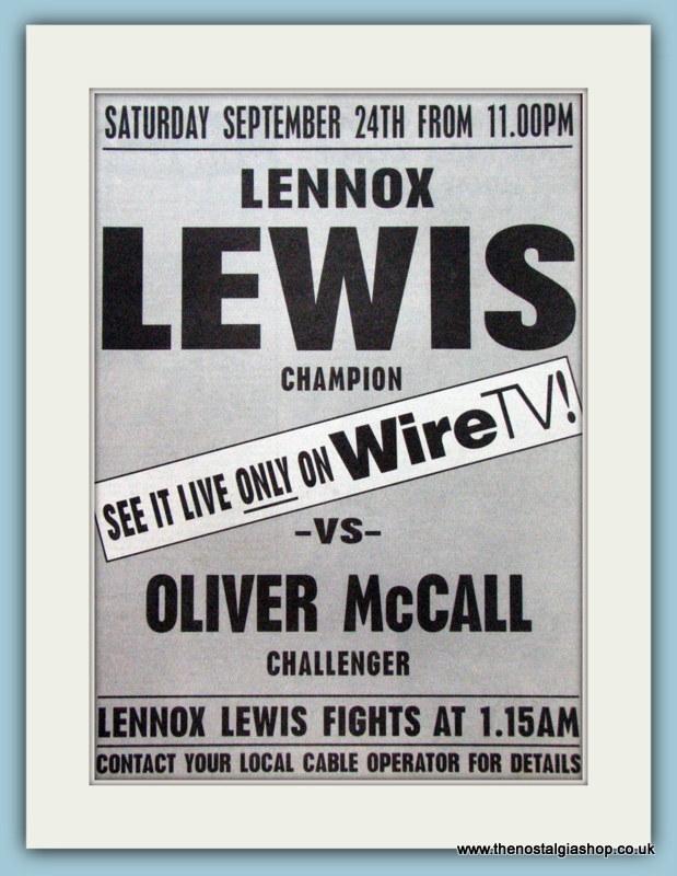 Lennox Lewis v Oliver McCall.1994 Original Adverts x 2 (ref AD4390)