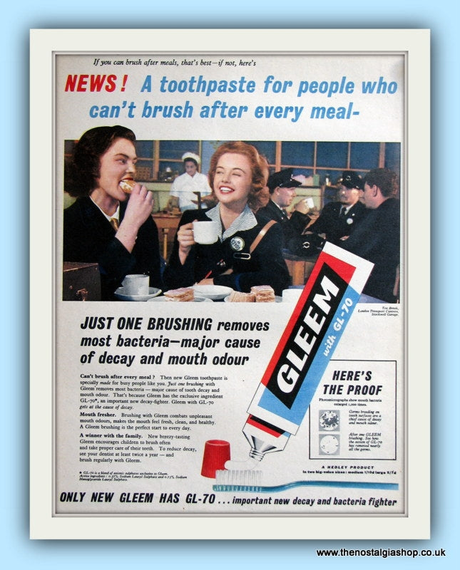 Gleem Toothpaste. Original Advert 1956 (ref AD8053)