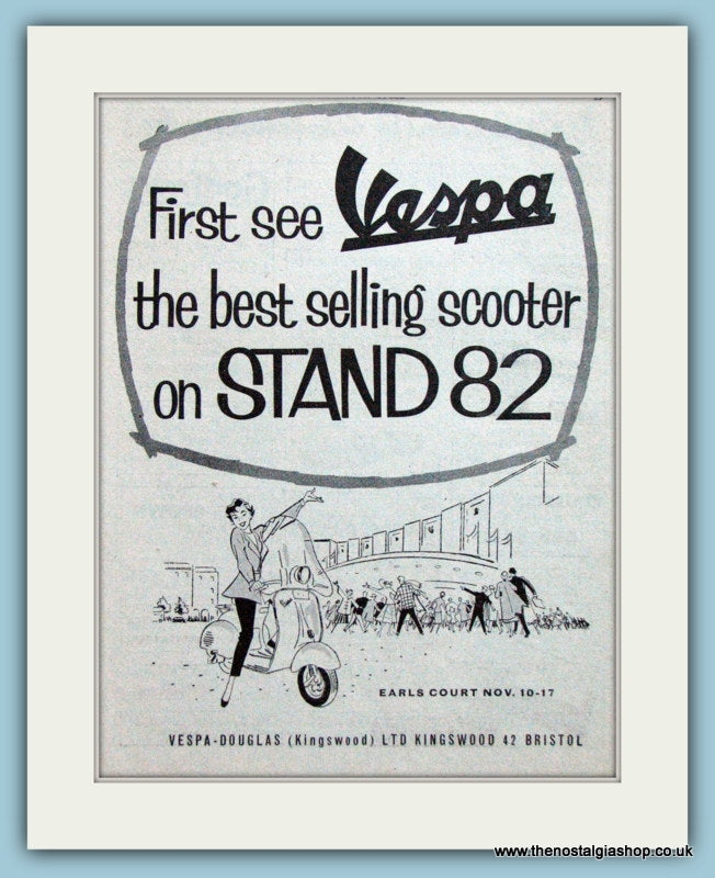 Vespa At Earls Court Original Advert 1956 (ref AD4180)