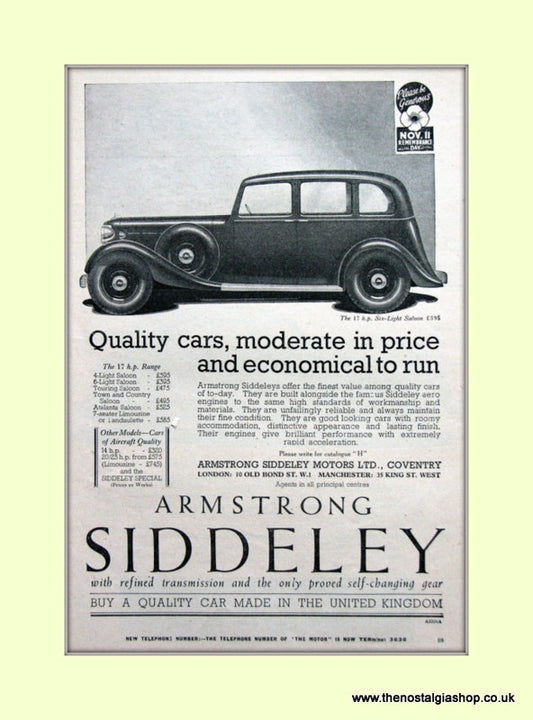 Armstrong Siddeley The 17.h.p Six Light Saloon 1936 (ref AD6664)