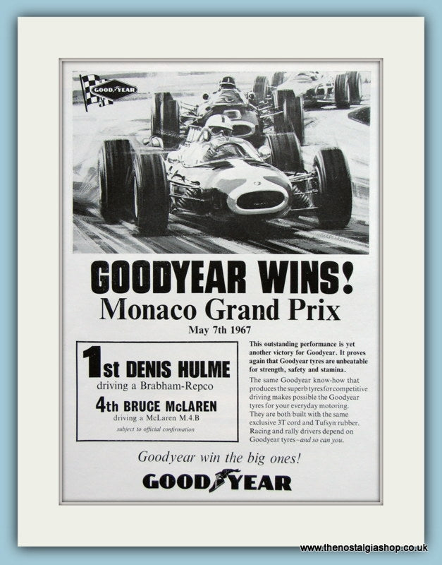 Monaco Grand Prix Winner Denis Hulme Original Advert 1967 (ref AD1996)